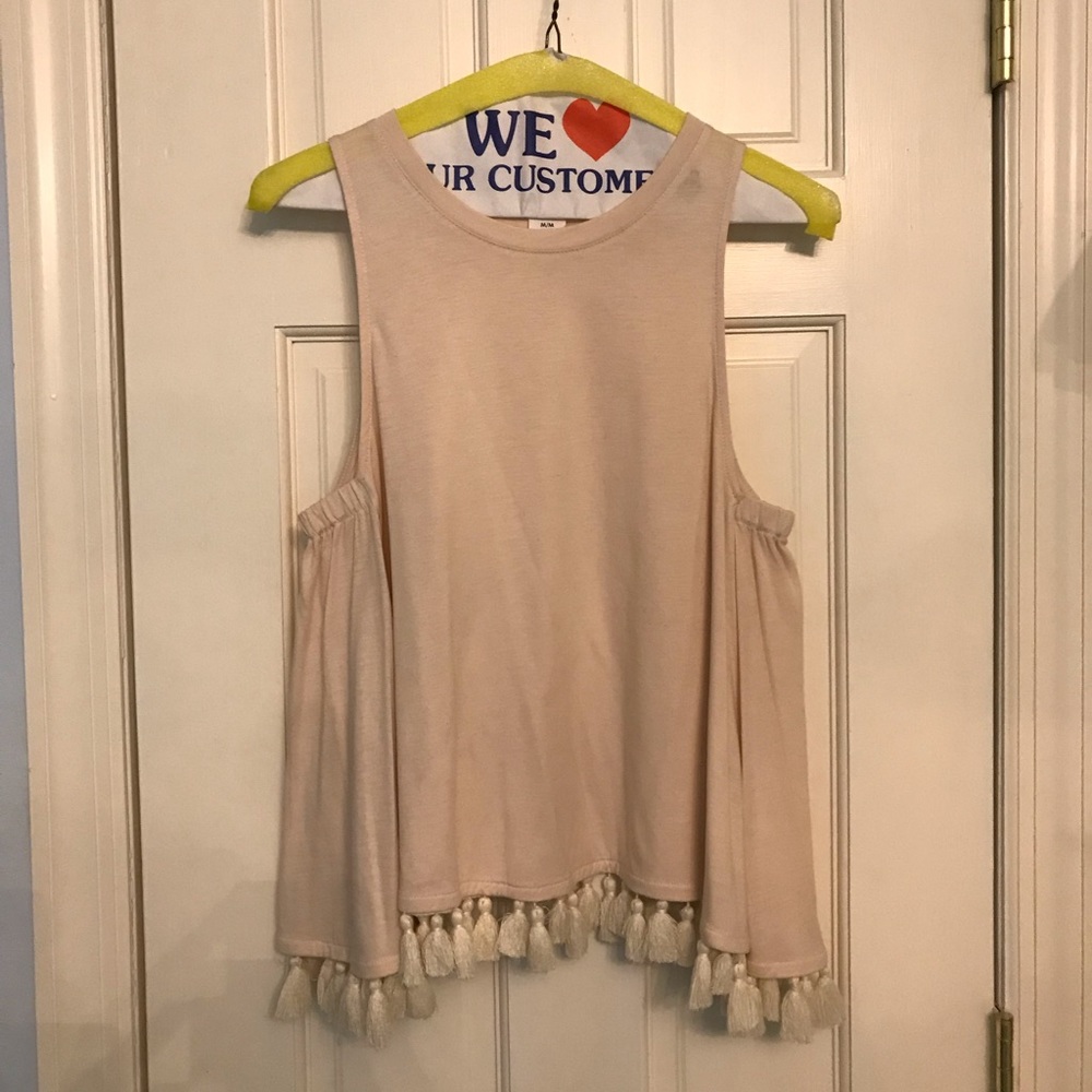 Club Monaco cream tassel top. Worn once, like new